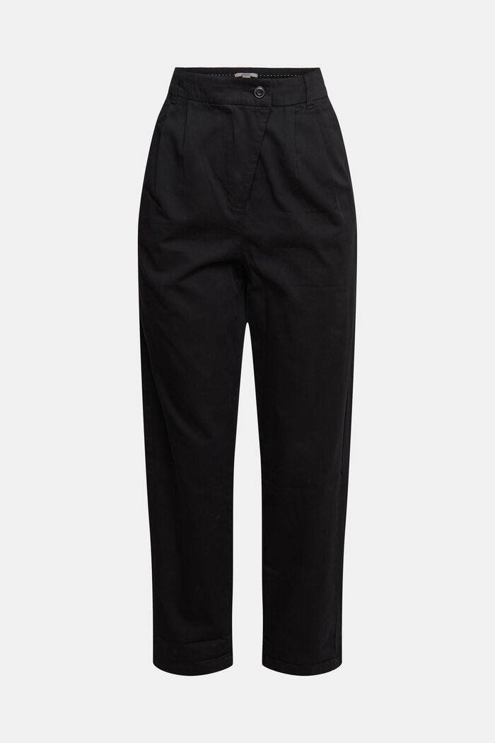 Pima Cotton High-Rise Straight Leg Chino Pants, BLACK, detail image number 0