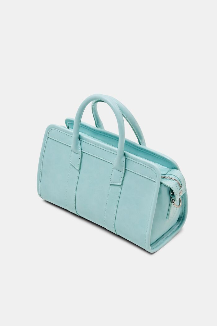 Faux Leather Top Handle Bag, PASTEL BLUE, detail image number 2