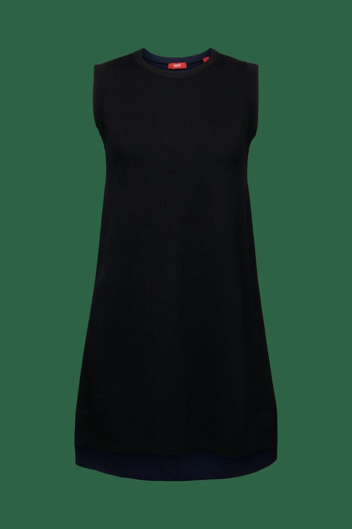 Sleeveless Wool-Blend Mini Dress, BLACK, detail image number 6