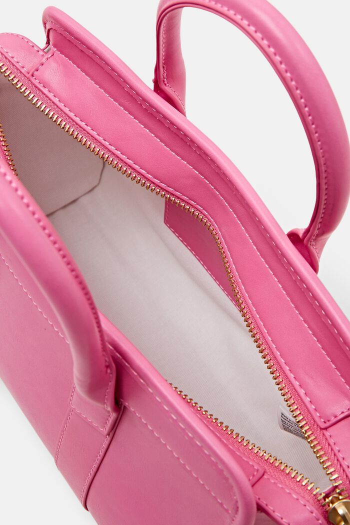 Faux Leather Top Handle Bag, PINK, detail image number 3