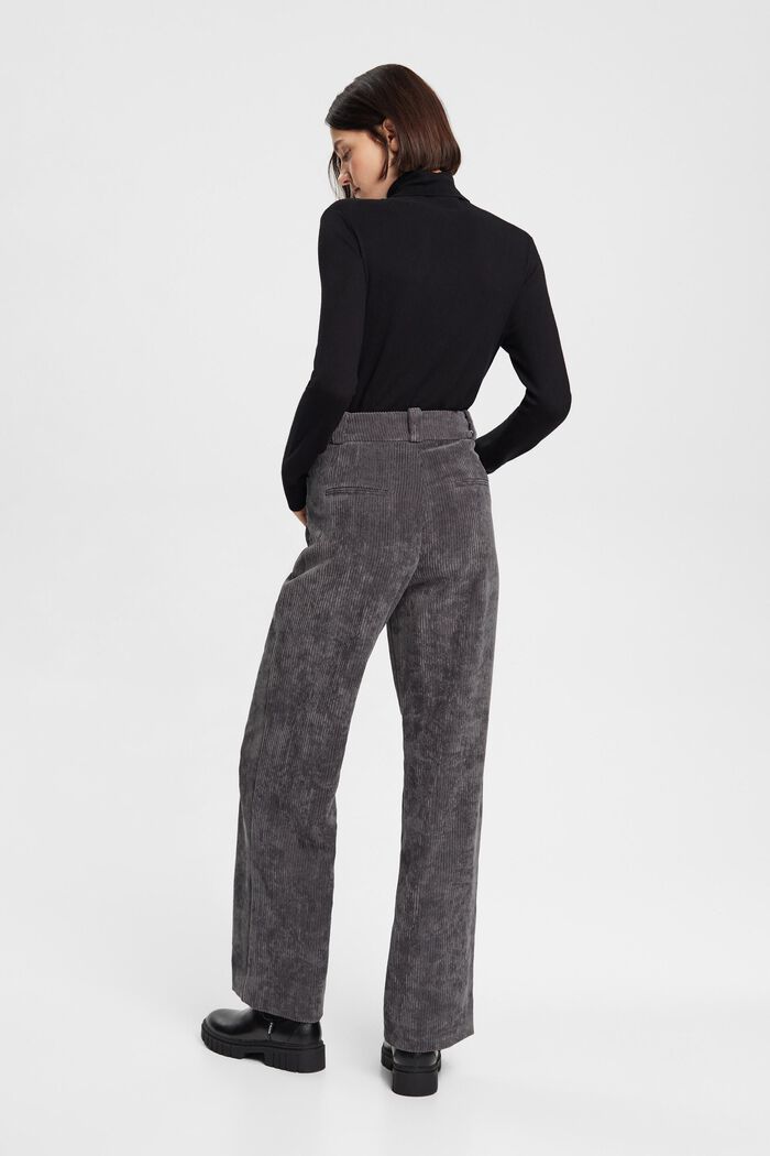 High-rise wide leg corduroy trousers, ANTHRACITE, detail image number 3