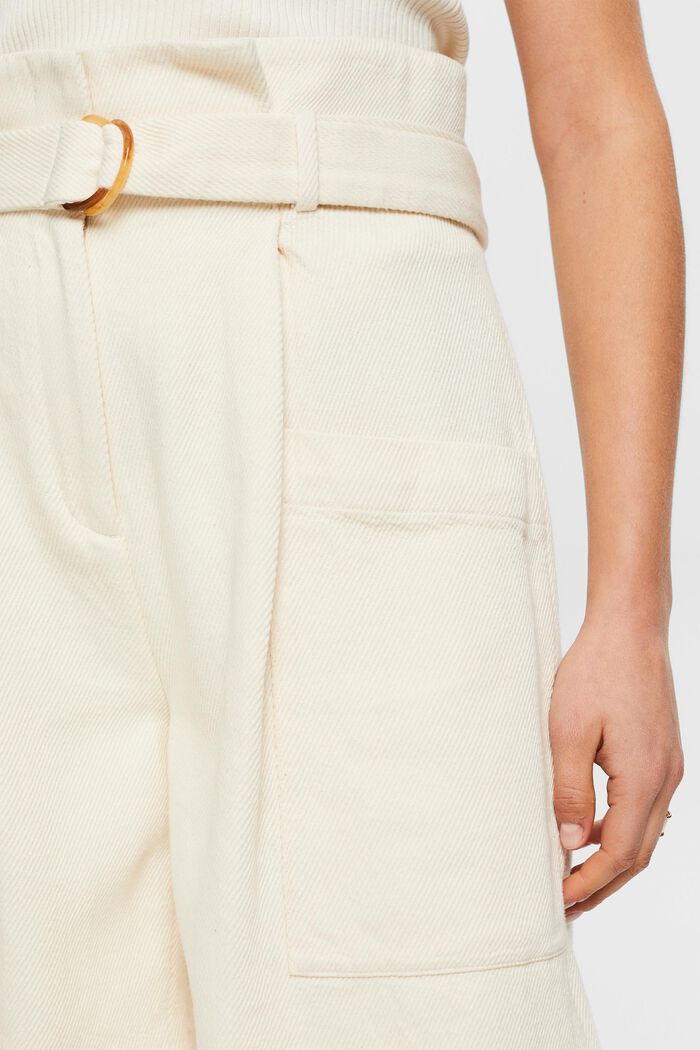 Belted High-Rise Twill Shorts, CREAM BEIGE 3, detail image number 2